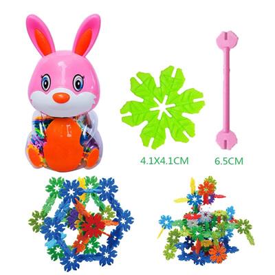 4.1CM树叶雪花积木小兔罐80PCS - OBL877065