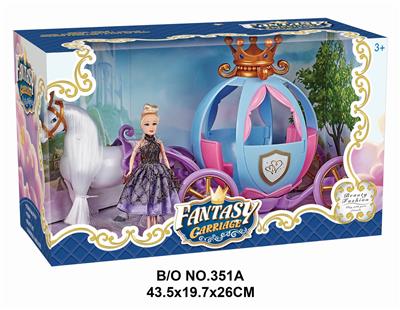 ELECTRIC PONY AND PUMPKIN CAR AND 15.5CM DOLL - OBL877811