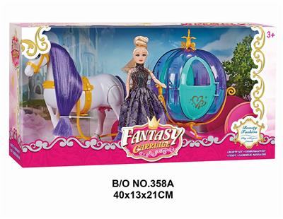 ELECTRIC PONY AND PUMPKIN CAR AND 15.5CM DOLL - OBL877819