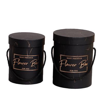 Gilded round flower box black - OBL880216
