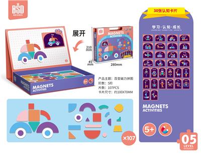 百变磁力拼图107P-5阶（赠送认知卡片30张） - OBL884489
