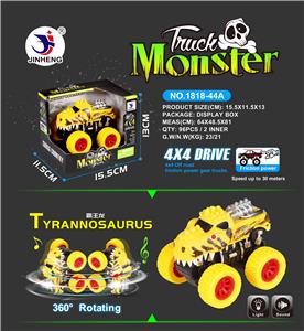 COLOR WHEEL 4WD TYRANNOSAURUS REX INERTIA CAR WITH IC LIGHT PACK 3 LR44 BUTTON BATTERIES - OBL884800