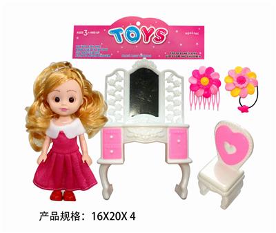 6-inch doll with accessories combed table chair - OBL889301
