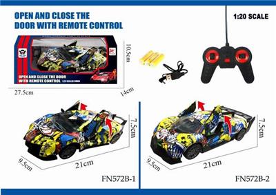 1: 24 graffiti remote control one button door opening simulation sports car - OBL890747