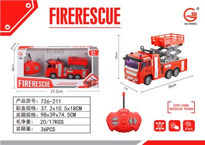 1: 28 FOUR WAY LIGHT REMOTE CONTROL FIRE LIFT TRUCK - OBL891766