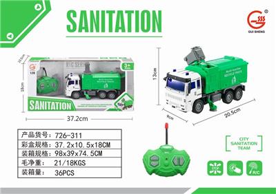 1: 28 FOUR WAY LIGHT REMOTE CONTROL SANITATION ROAD CLEANING VEHICLE - OBL891769