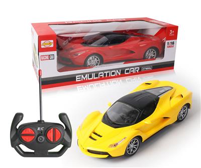 1:16 FOUR-WAY REMOTE CONTROL CAR WITH HEADLIGHTS RED/YELLOW 27MHZ - OBL892034