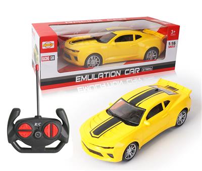 1:16 FOUR-WAY REMOTE CONTROL CAR WITH HEADLIGHTS YELLOW 27MHZ - OBL892036