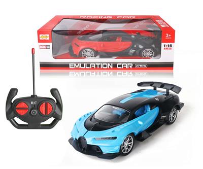 1:16 FOUR-WAY REMOTE CONTROL CAR WITH HEADLIGHTS BLUE / RED 27MHZ - OBL892040