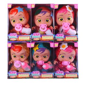 14 INCH TAPE CONCERT TEARFUL FRUIT CRYING DOLL WITH BOTTLE NIPPLE SIX MIXED (WATERMELON, STRAWBERRY, PINEAPPLE, APPLE, PEACH, KIWI) - OBL893144