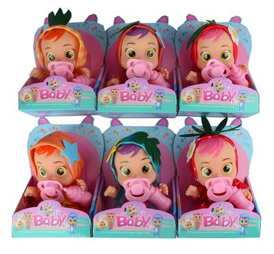 10 INCH TAPE LINED CONCERT TEARFUL FRUIT CRYING DOLL WITH PACIFIER (WATERMELON, STRAWBERRY, PINEAPPLE, APPLE, PEACH, KIWI) - OBL893292