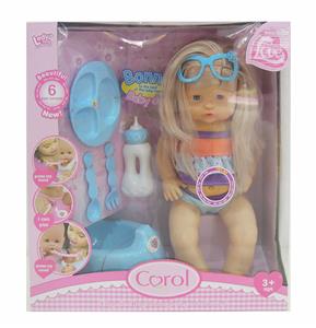 16 INCH DRINKING WATER URINATING BABY GIRL SWIMSUIT GLASSES MILK BOTTLE PLATE SPOON URINAL BASIN (12 SOUND IC PACKAGE) - OBL894453