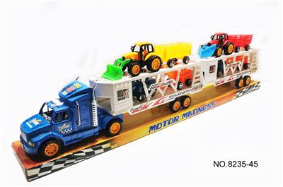 TWO SETS OF SLIDING FARMERS VEHICLE AND FOUR SLIDING ENGINEERING VEHICLES WITH DOUBLE DECK LOAD OF INERTIA TRACTOR - OBL895650