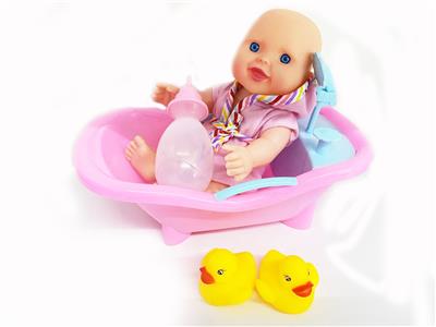 10 INCH BOY WITH BATH DISH BOTTLE 2 DUCKS - OBL898098
