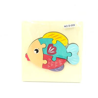 木制马卡龙色3D小鱼拼图 - OBL900630