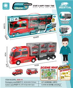 惯性消防收纳卡车（带6只合金车+地图+路标） - OBL901682