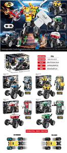 益智城市积木4x4高脚双宝箱回力变形怪兽车系列（129-139PCS）四款混装 - OBL901853