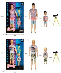 12寸开窗盒实身男芭比KEN+5.5寸实身小男孩亲子装配望远镜 - OBL902956