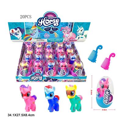 PVC蛋3款彩马宠马宝莉带马梳子3款3色混装20PSC - OBL906059