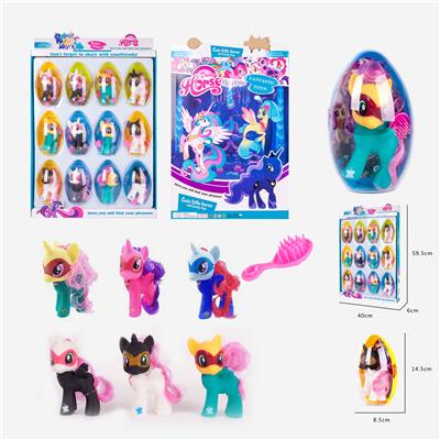 PVC塑料橄榄大蛋搪胶彩马宝丽带马梳子5款12PCS - OBL906061