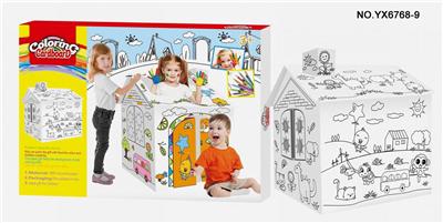 CREATIVE GRAFFITI DIY THREE-DIMENSIONAL ASSEMBLY CONG BABY HOUSE (6 WATERCOLOR PENS) - OBL906252