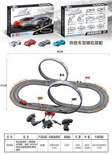 电动轨道车（混装跑车两辆，
道长 369CM 带变压器控制枪)黑轨道板 - OBL908905