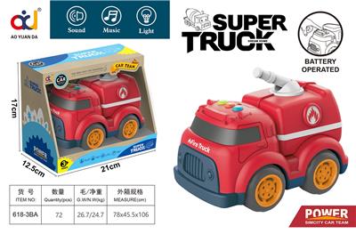 卡通滑行工程车带灯光音乐（消防车） - OBL914077