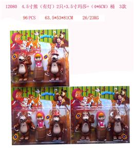 4.5寸熊（有灯）2只+3.5寸玛莎+（4*6CM）桶 3款排装 - OBL914144