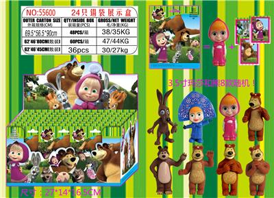 3.5寸玛莎和熊公仔1只+3张卡片 锡袋装 24只锡袋展示盒  8款公仔随机 - OBL914170
