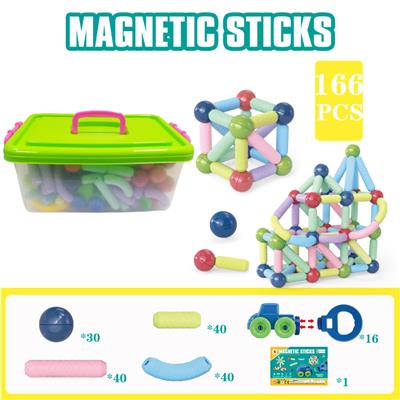 磁力棒+磁力车166PCS（大透明盒） - OBL914359
