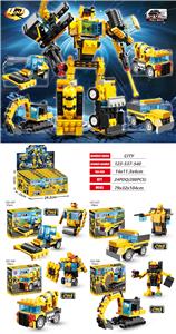 益智城市积木4合一变形回力弹射工程机器人(43-51PCS） - OBL914476