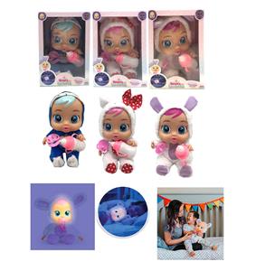 The 6th generation 14 inch squeaky crying doll with night light function with plush warm-up with four music with tears function, with water-absorbing bottle, with nipple 4 functions 3 night light crying doll mix - OBL915518