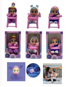 6th generation 10 inch glue crying doll with night light function with plush warm-up belt toddler four music with tears function, with water-absorbing bottle, with nipple 4 functions 3 night light crying doll mixed - OBL915523