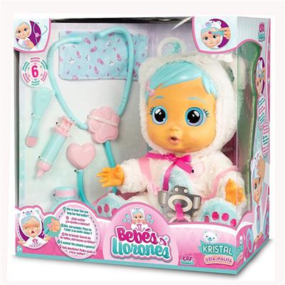 Nurse Bear 6th generation 14 inch solid crying doll with colorful lighting four music with tears function, with water-absorbing bottle, with nipple with stethoscope. Needle. Thermometer 6 girl version crying doll mix - OBL915527