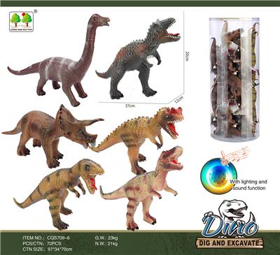 搪胶恐龙带声光(6款混装，24只/筒) - OBL916264