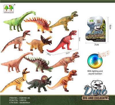 搪胶恐龙带声光(12款混装) - OBL916268