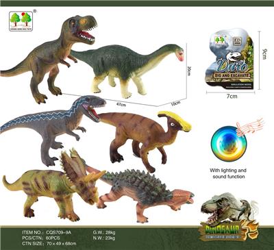 搪胶恐龙带声光(6款混装) - OBL916274