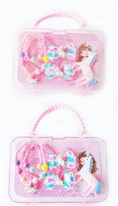 大手提盒饰品（项链+手链+发夹+发夹）独角兽 - OBL922300