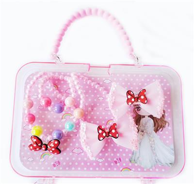 大手提盒饰品（项链+手链+发夹）蝴蝶结 - OBL922302