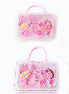 大手提盒饰品（项链+手链+发夹+发绳）棒棒糖 - OBL922313