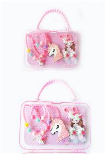 大手提盒饰品（项链+手链+大发夹+发绳+BB夹）独角兽 - OBL922315