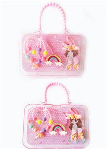 大手提盒饰品（项链+手链+大发夹+发绳+BB夹）彩虹 - OBL922316