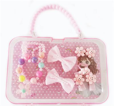 大手提盒饰品（项链+手链+发夹+耳钉）花朵 - OBL922339