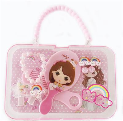 大手提盒饰品（手链+发夹+耳坠+梳子镜子）彩虹 - OBL922341