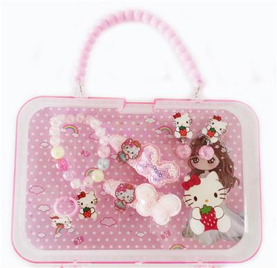 大手提盒饰品（手链+戒指+发夹+耳坠）HELLOKITTY - OBL922349