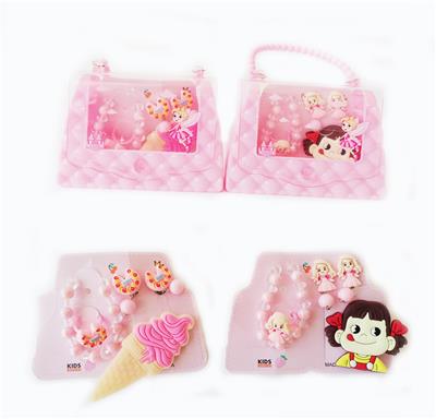 手提包饰品套装 （手链+发夹+耳坠+戒指）冰淇淋和女孩 - OBL922506