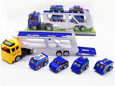 惯性双层拖头车载回力警车 - OBL926590