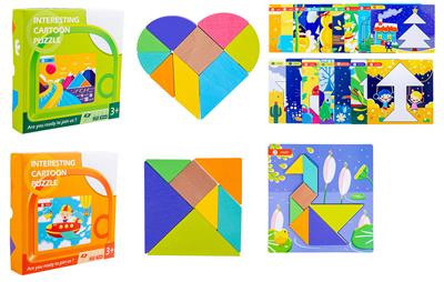 木制心型七巧板(9片积木，7片积木2款混） - OBL926766