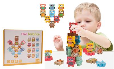 木制猫头鹰叠叠乐 - OBL926815