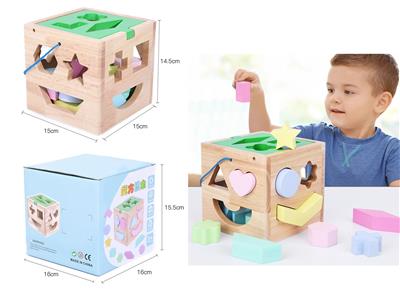 木制15孔形状积木智力盒 - OBL926821